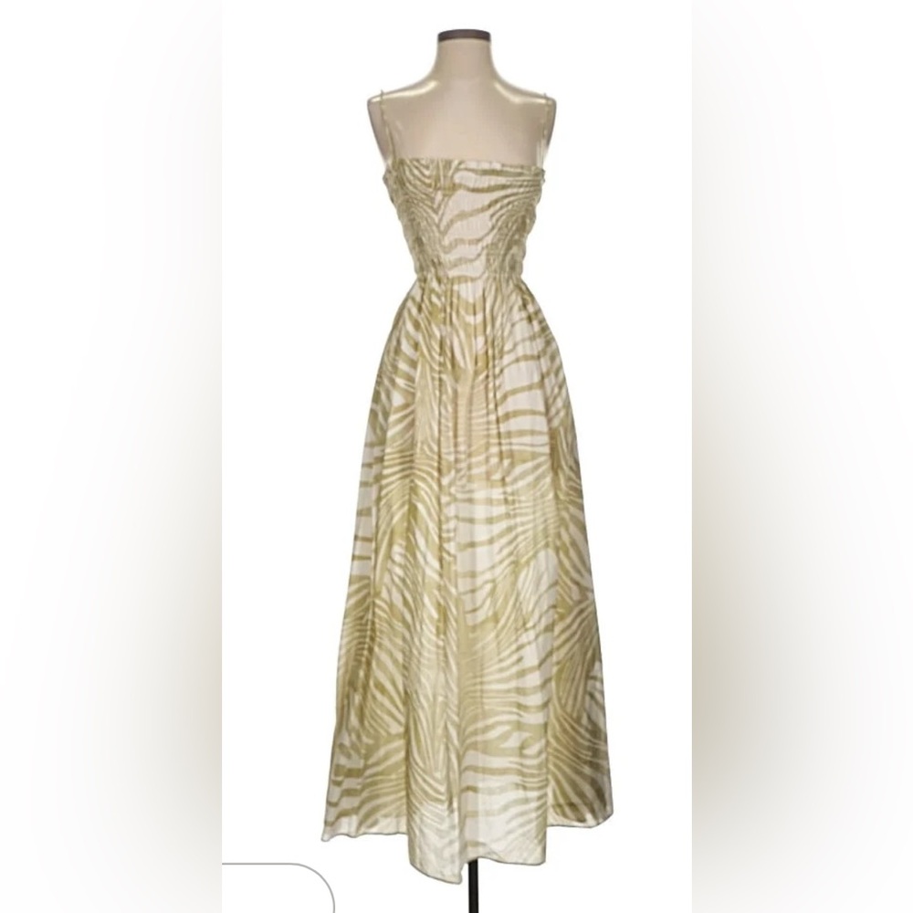 Oysho Elegant Zebra Print Strapless Dress